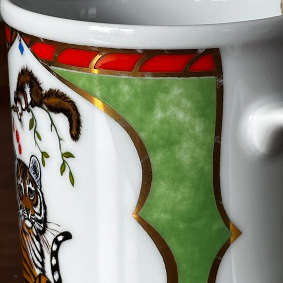 Lynn Chase 1991 “Tiger Raj" Mug Decorated With 24K Gold Vintage Coffee Cup 10 oz - Picture 13 of 15